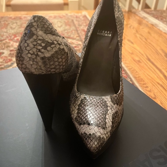 Stuart Weitzman platform snakeskin leather heels size 8.5 medium - Picture 7 of 9